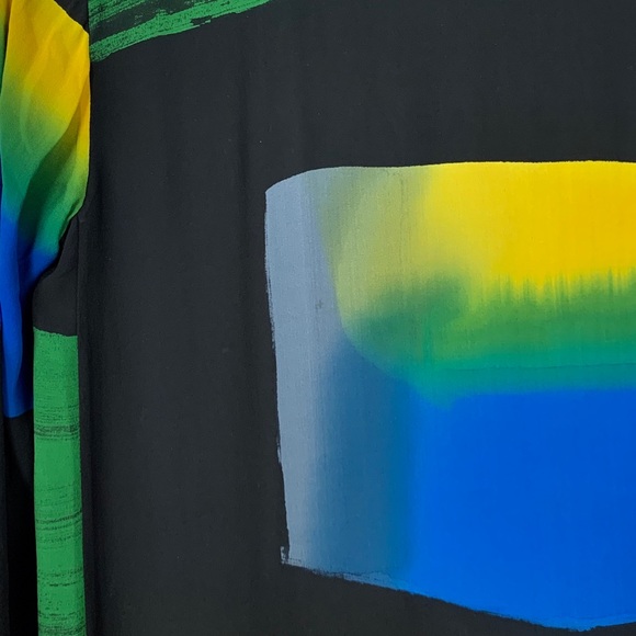 Issey Miyake M Colorful Silk Maxi Shirt Dress Rare - Picture 6 of 8